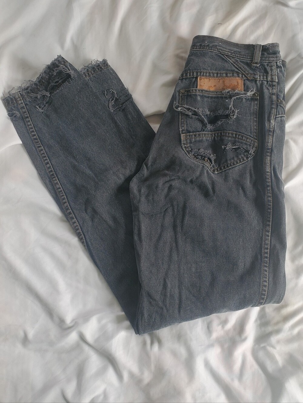 Bugle Boy Vtg 1990's Distressed/Grunge Straight Denim Jeans. Sz 30L (W28%L32+)